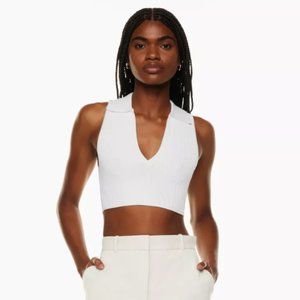 Aritzia (Babaton) Sculpt Knit Polo Top, White
